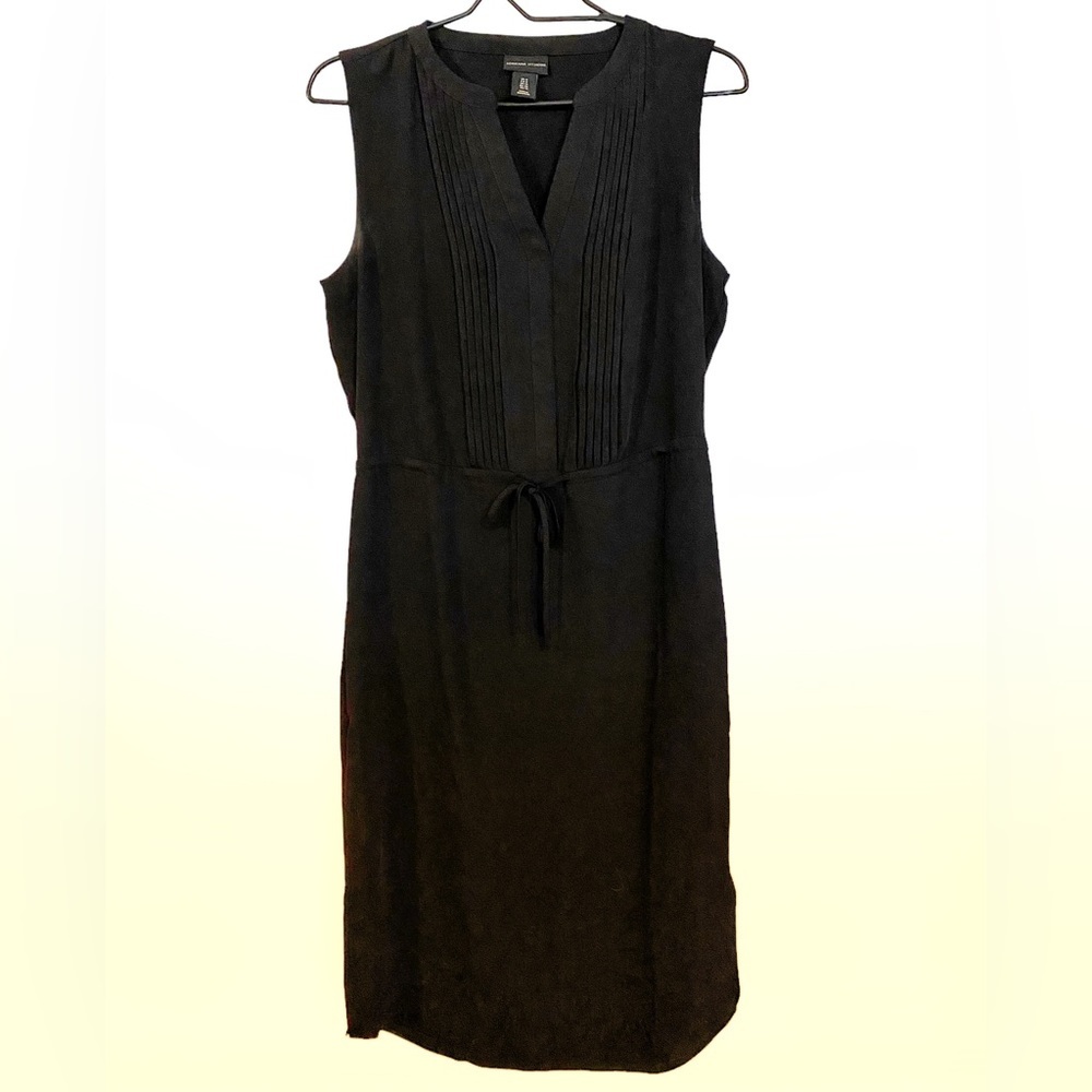 Adrienne Vittadini Flowy Black Tie Front Midi Dress Women’s Size 8